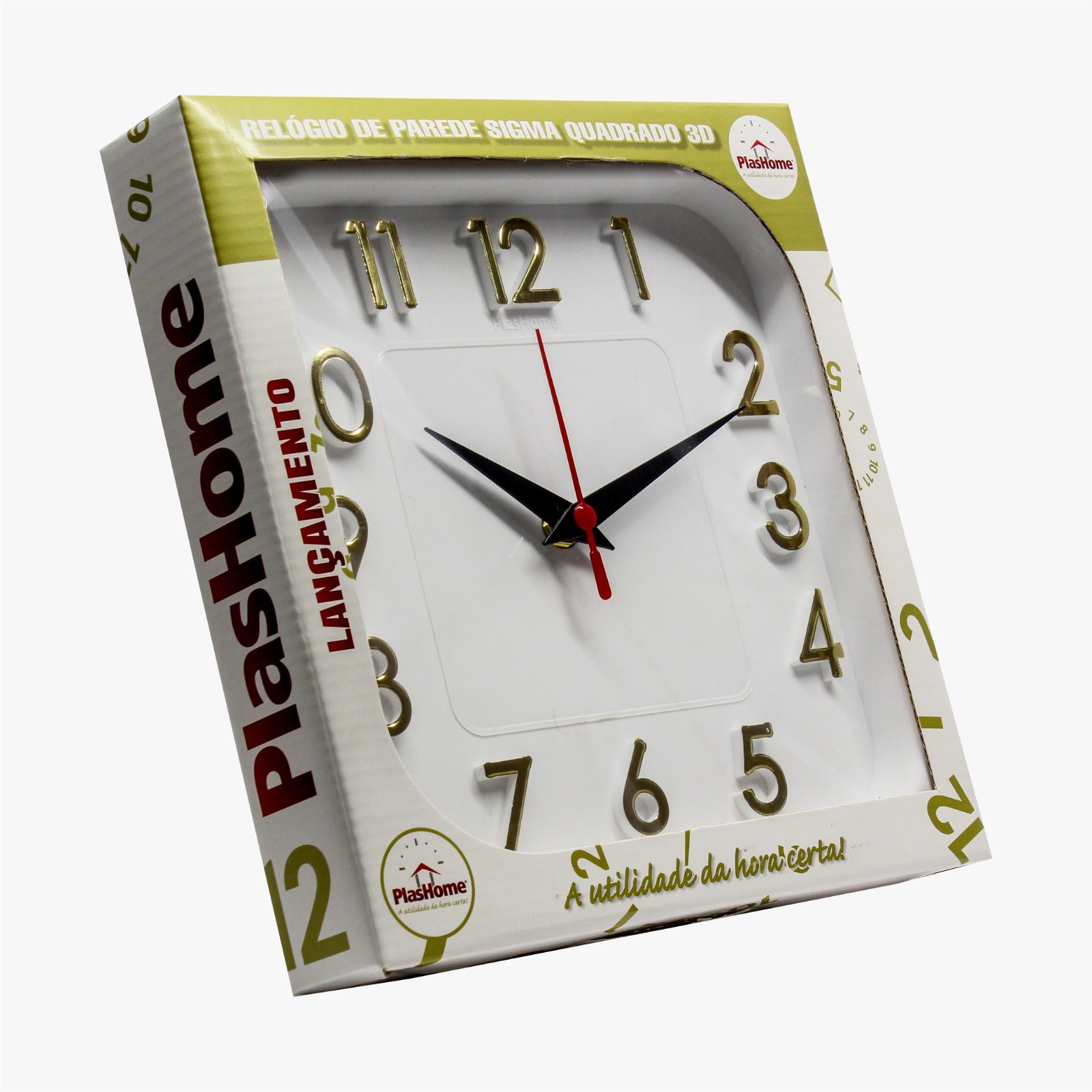 Relógio 3D Sigma Quadrado Dourado