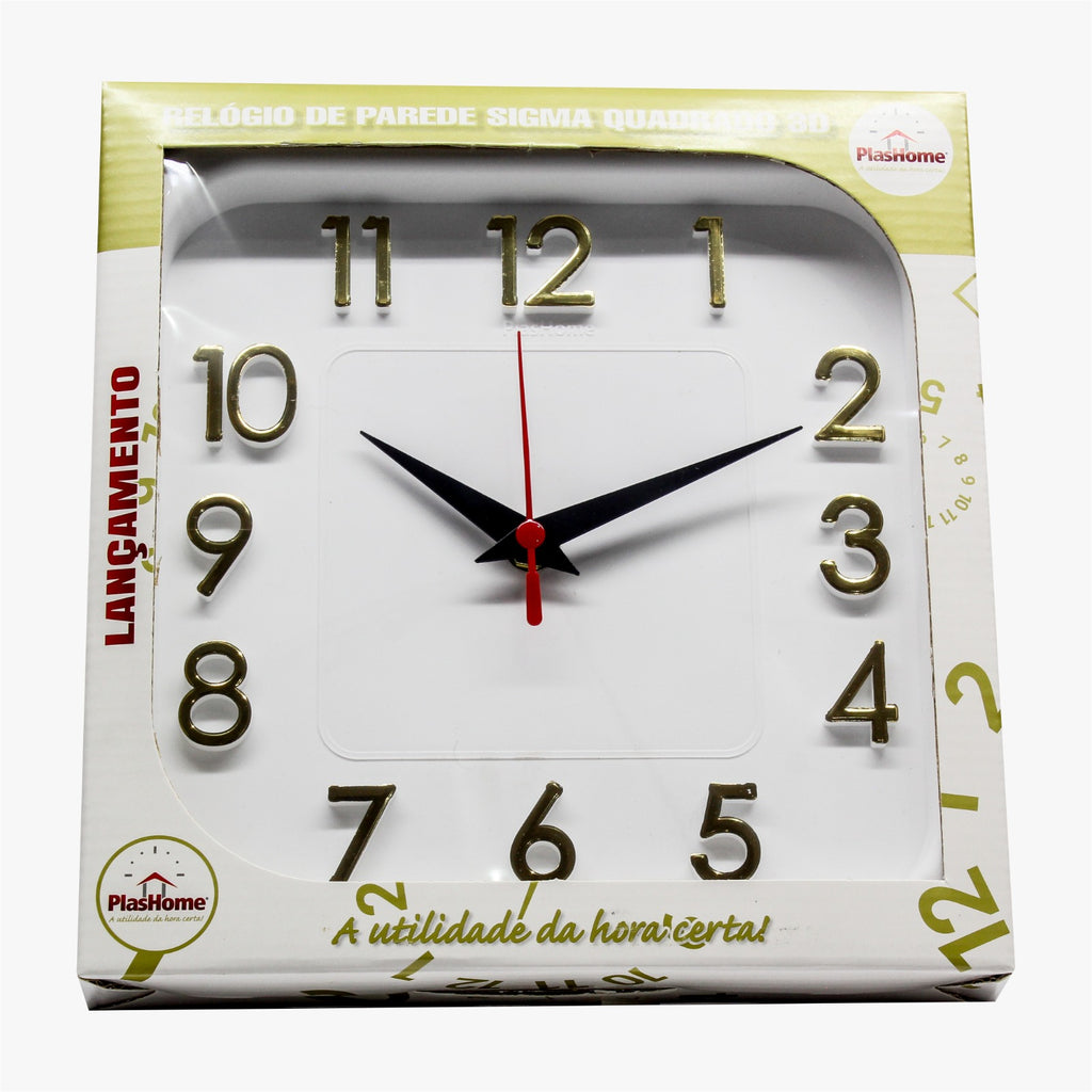 Relógio 3D Sigma Quadrado Dourado