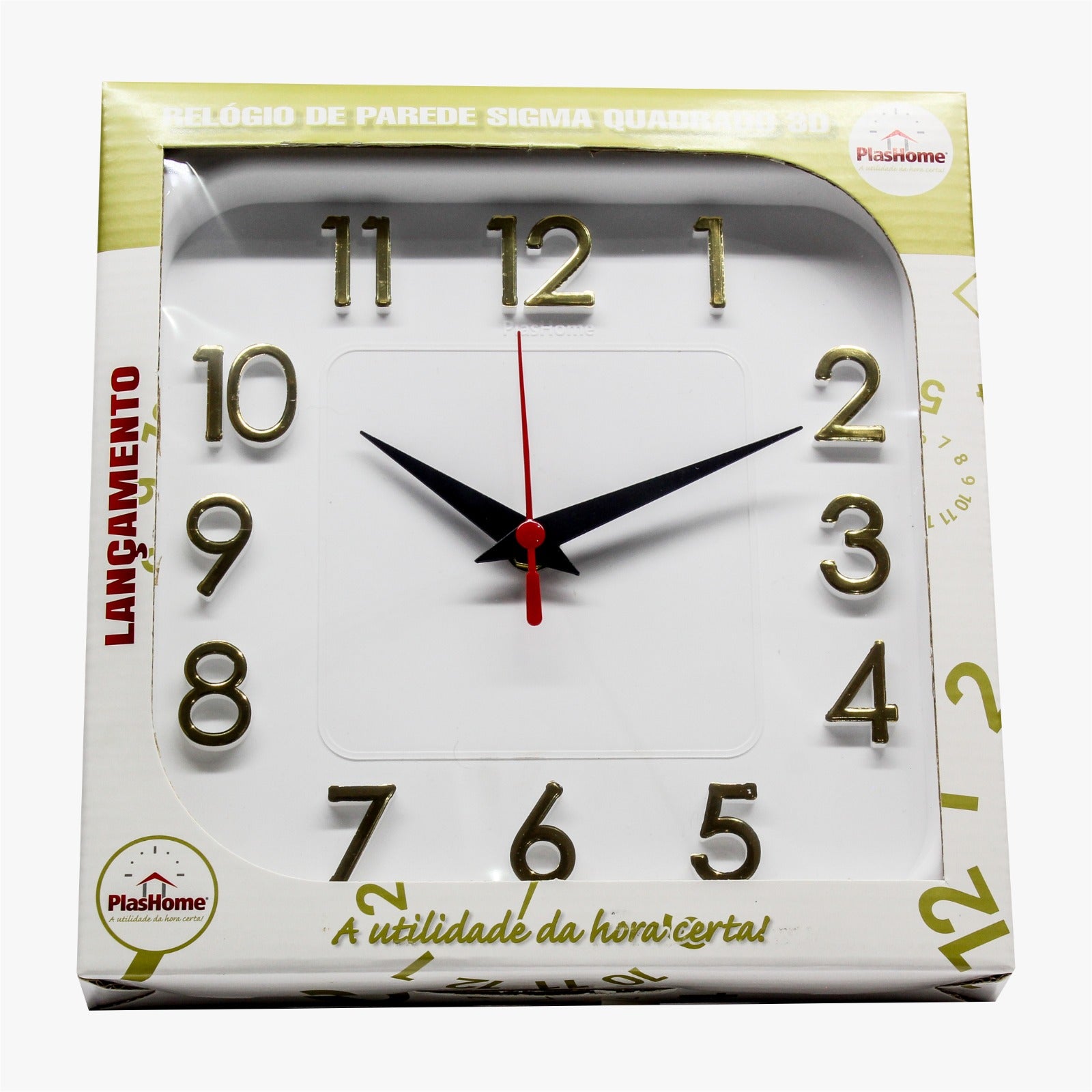 Relógio 3D Sigma Quadrado Dourado