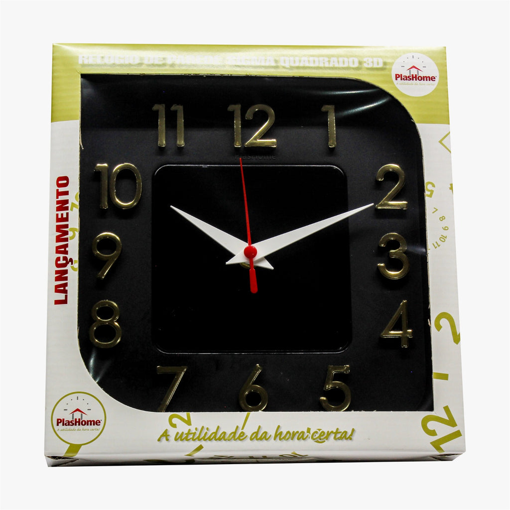 Relógio 3D Sigma Quadrado Dourado