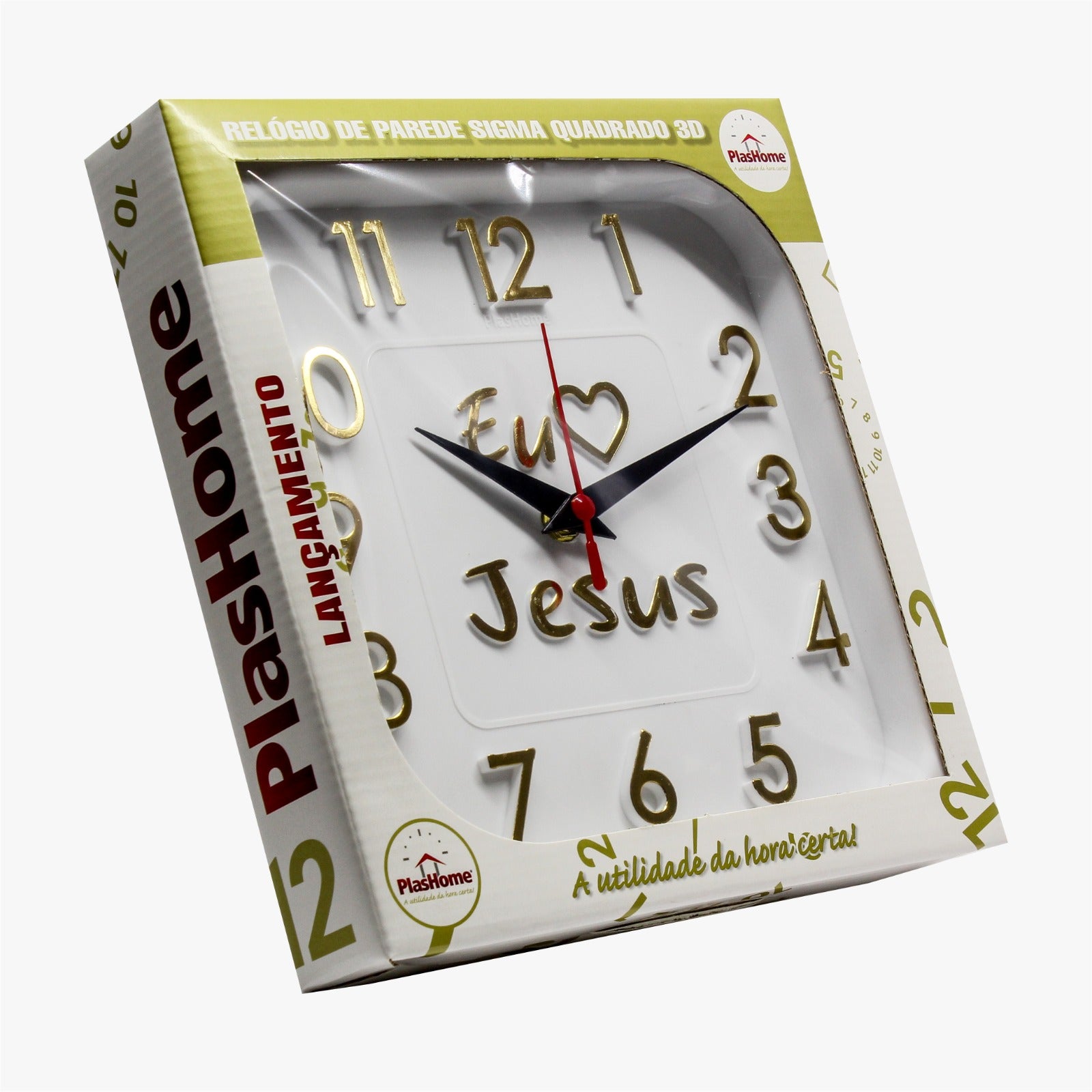 Relógio 3D Sigma Quadrado Dourado Jesus