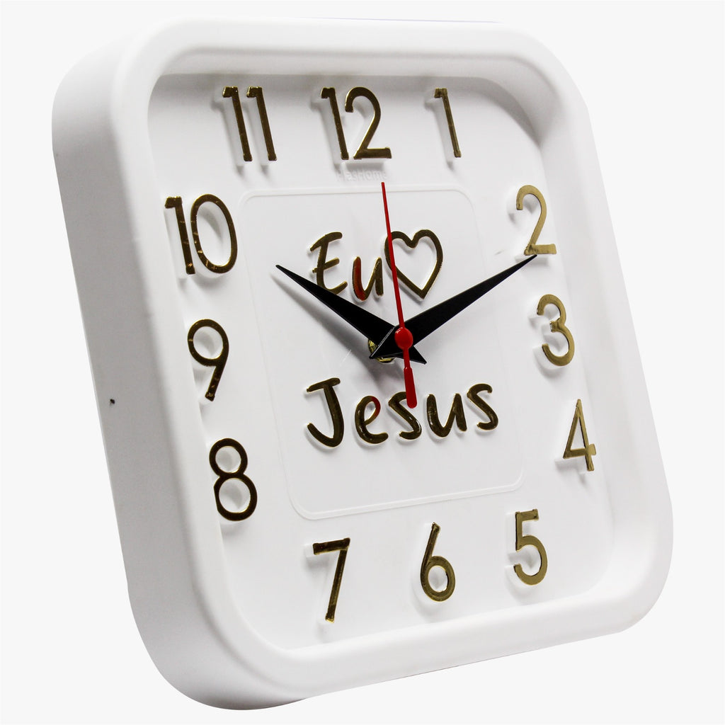 Relógio 3D Sigma Quadrado Dourado Jesus