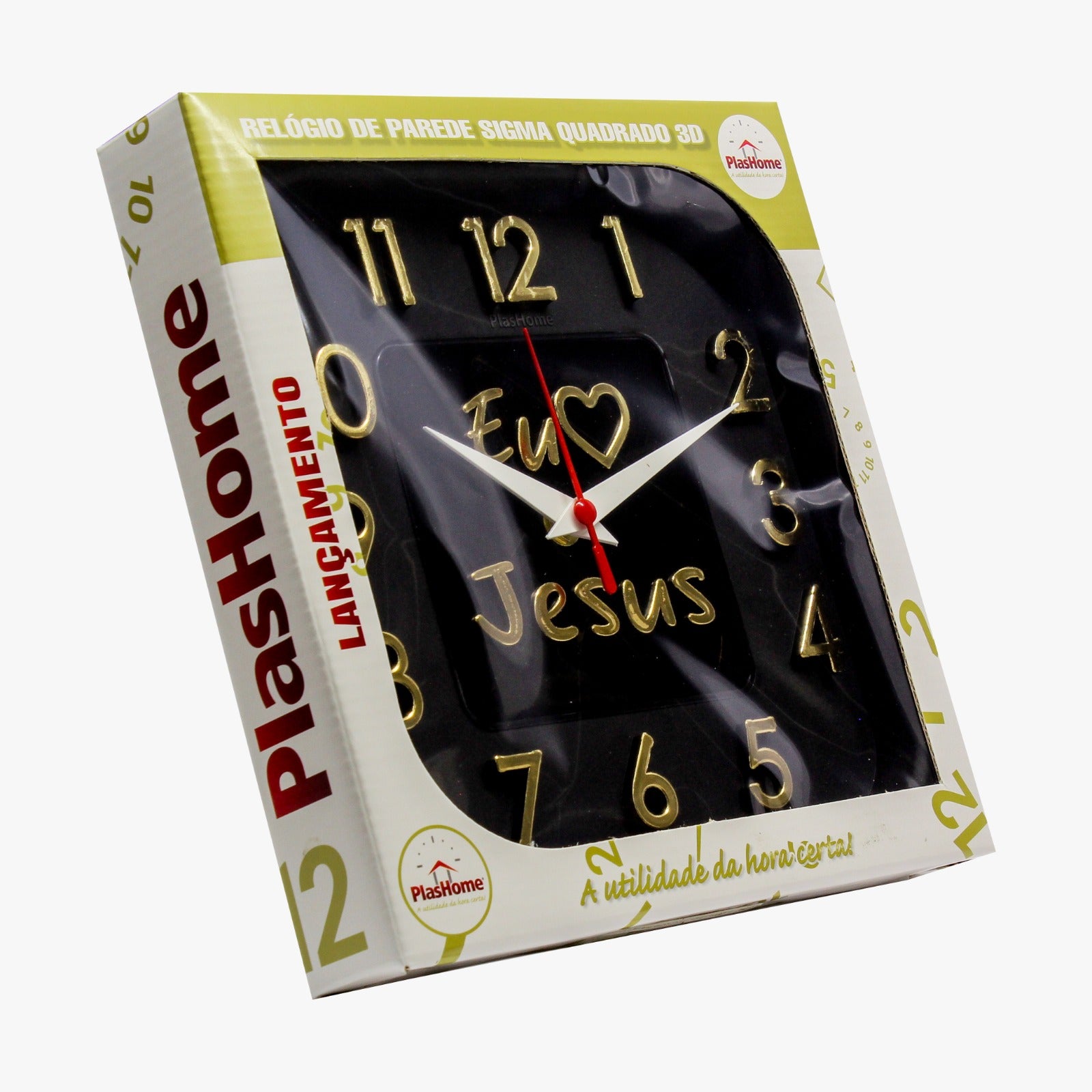 Relógio 3D Sigma Quadrado Dourado Jesus