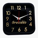 Relógio 3D Sigma Quadrado Dourado Gratidão