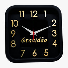 Relógio 3D Sigma Quadrado Dourado Gratidão