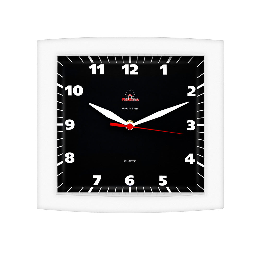 Relógio Quadrado Alpha Branco Preto