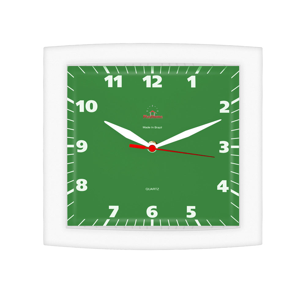Relógio Quadrado Alpha Branco Verde