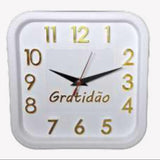 Relógio 3D Sigma Quadrado Dourado Gratidâo
